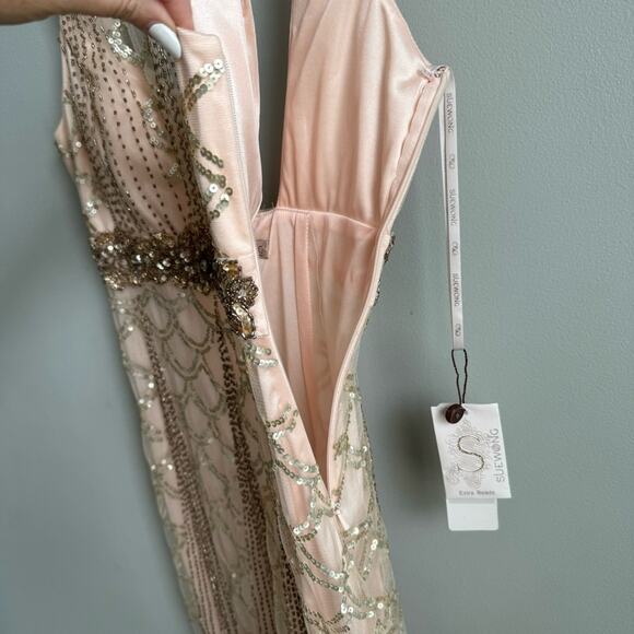 NEW Sue Wong Nocturne Gatsby Beaded Sleeveless Cocktail Mini Dress Size 8 - Picture 4 of 15